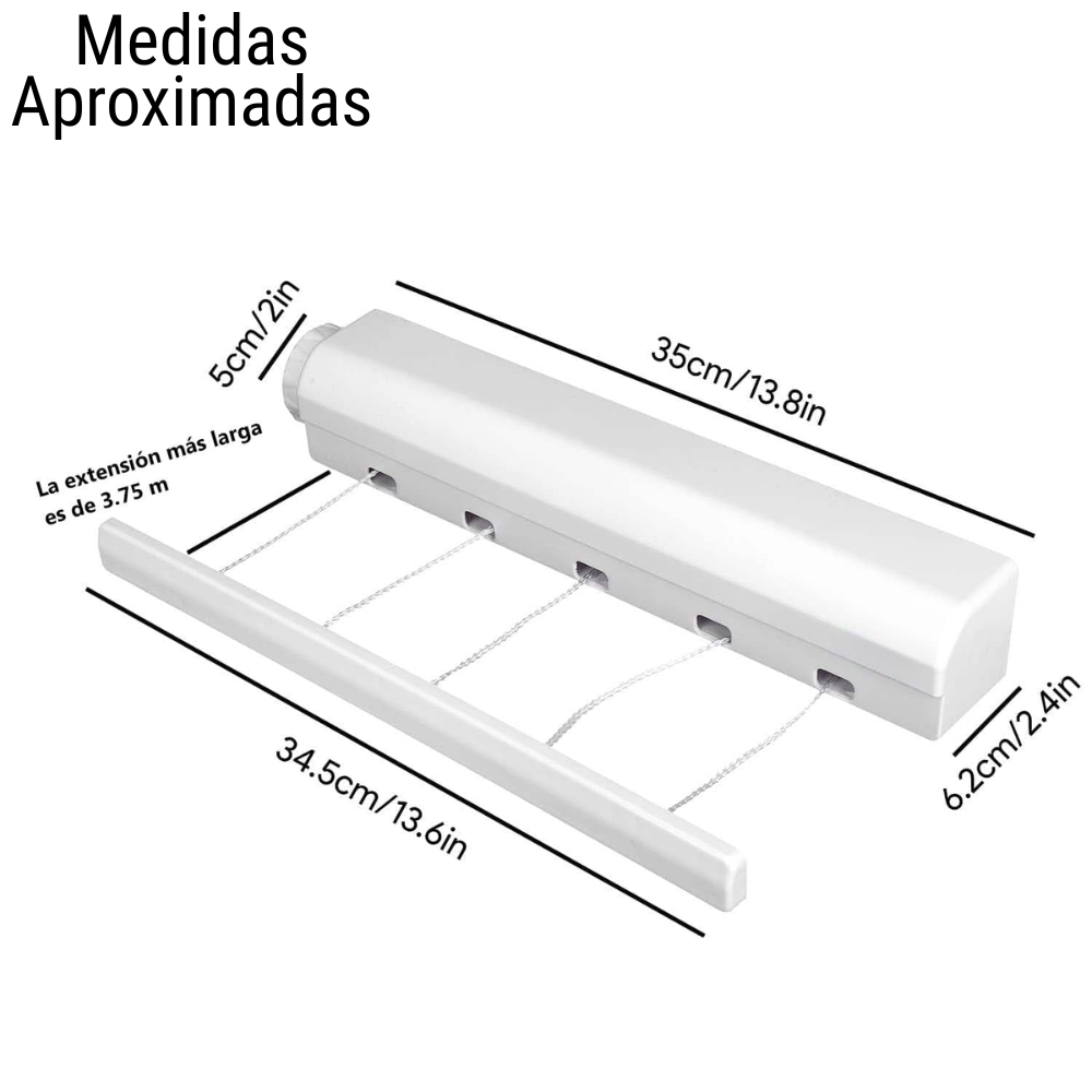 Tendedero De Ropa Retractil 5 Cuerdas