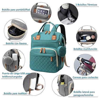 Bolso Morral Pañalera Con Cambiador 3en1